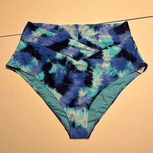 Aerie XL NWT swim suit bikini bottom blue black tie dye